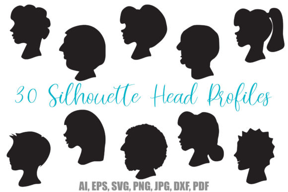 30 Silhouette Head Profiles: A Versatile Design Asset