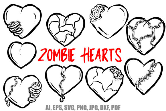 Zombie Love Hearts Coloring Halloween: A Creative Design Bundle